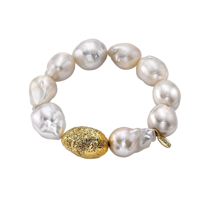 Pulsera de perlas barrocas y oro de 18 kts