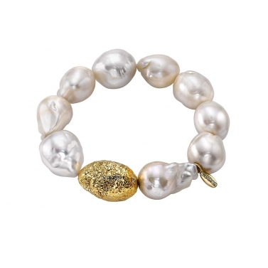 Pulsera de perlas barrocas y oro de 18 kts
