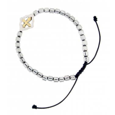 Pulsera de hematite con plata y oro de ley