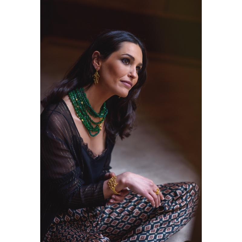 ISABEL GUARCH FORMENTOR SILVER AND JADE NECKLACE