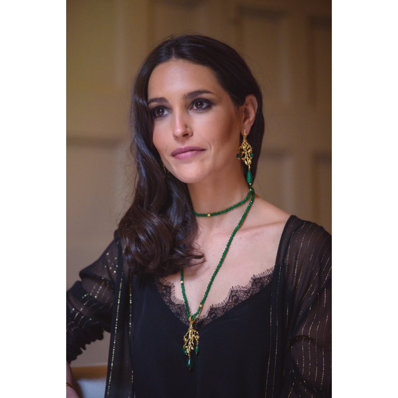 ISABEL GUARCH FORMENTOR STERLING SILVER AND JADE NECKLACE