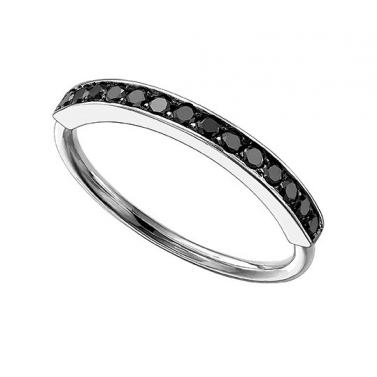ANILLO DE ORO BLANCO Y BRILLANTES NEGROS