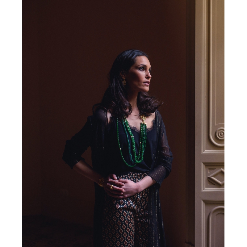 ISABEL GUARCH FORMENTOR SILVER AND JADE NECKLACE