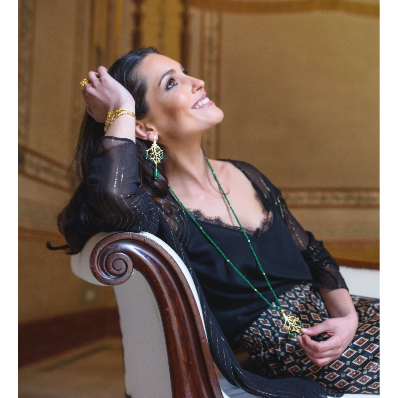ISABEL GUARCH FORMENTOR STERLING SILVER AND JADE NECKLACE