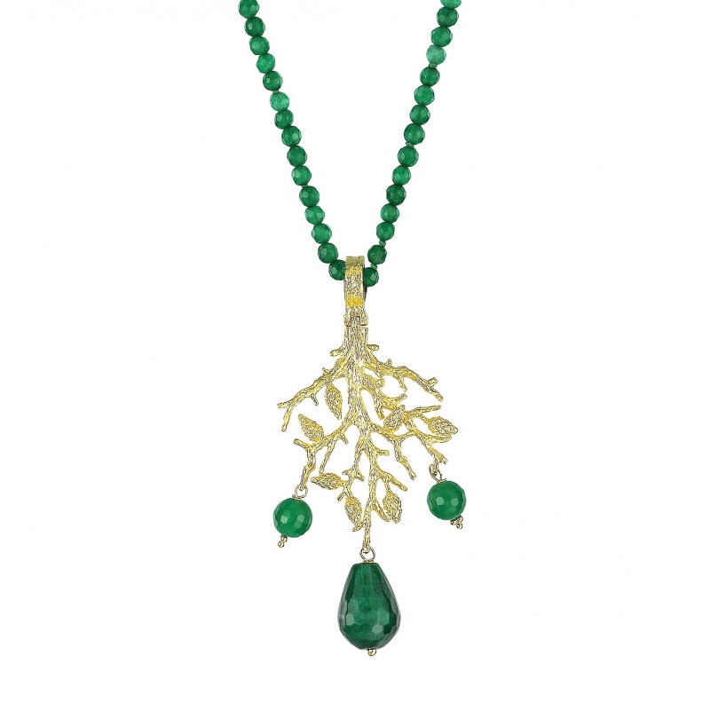 ISABEL GUARCH FORMENTOR STERLING SILVER AND JADE NECKLACE
