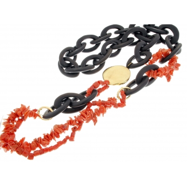 Collar de ébano y coral