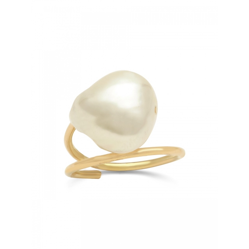 BAROQUE GOLD AND PEARL RING