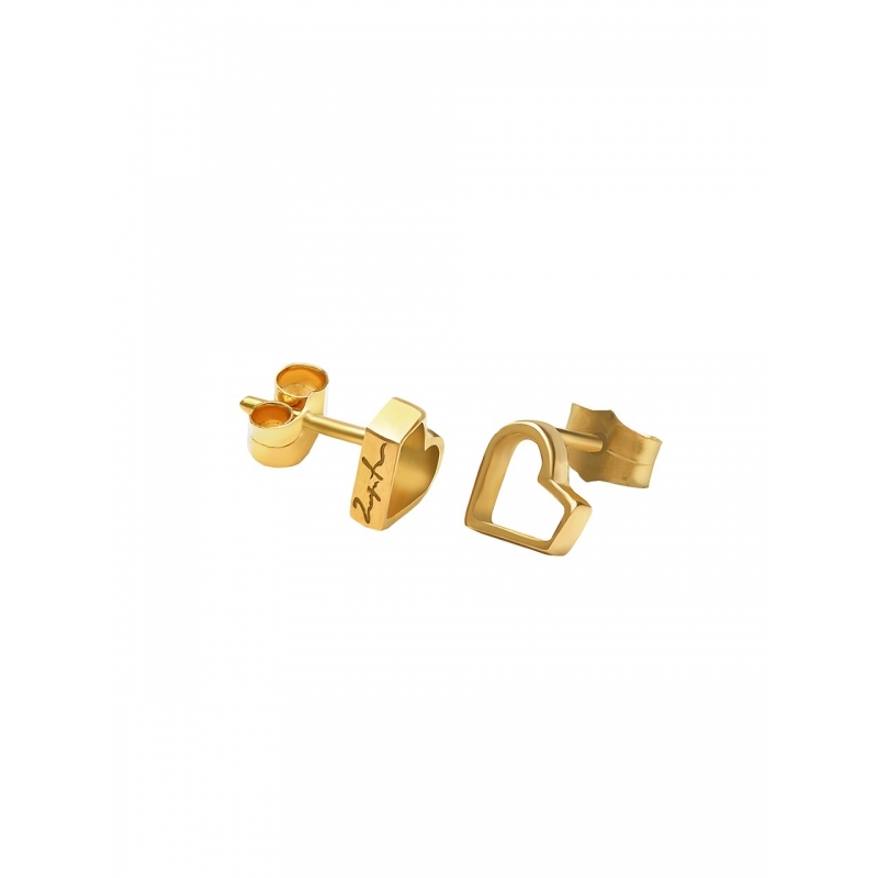 Yellow gold happy heart earrings