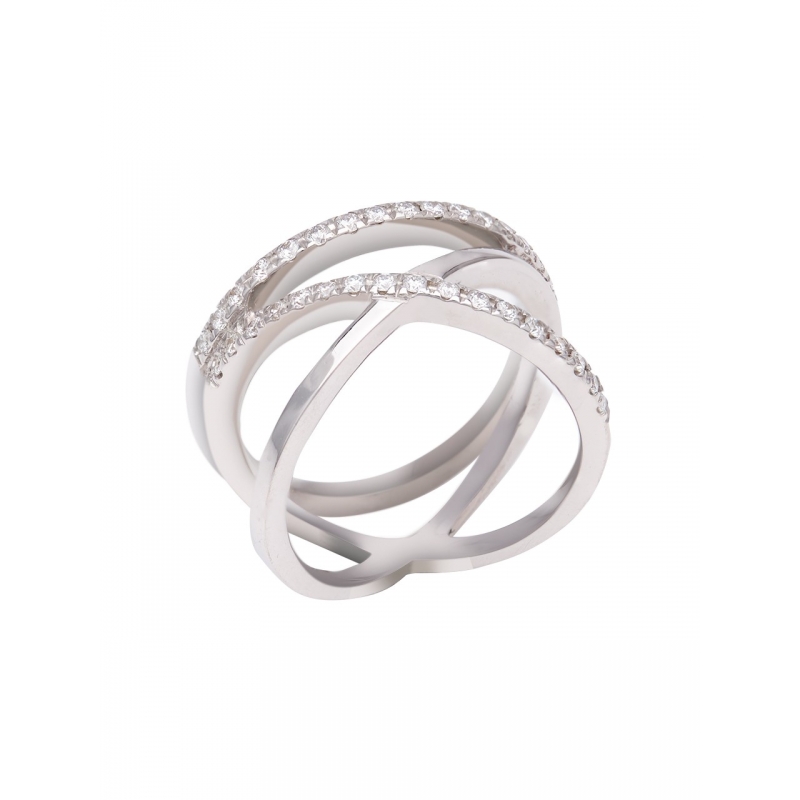 ANILLO CRUZADO DE ORO BLANCO