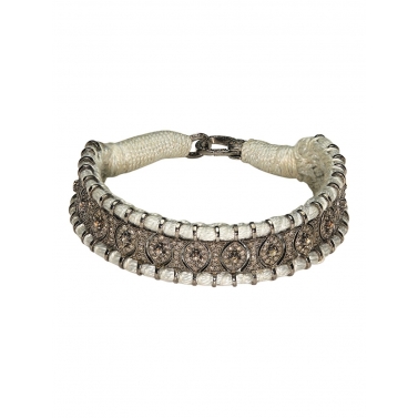 PULSERA DE SEDA, RUBÍS Y DIAMANTES