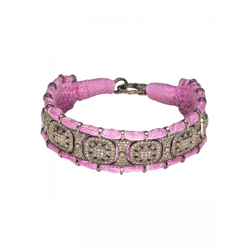 SILK, RUBY AND DIAMOND BRACELET