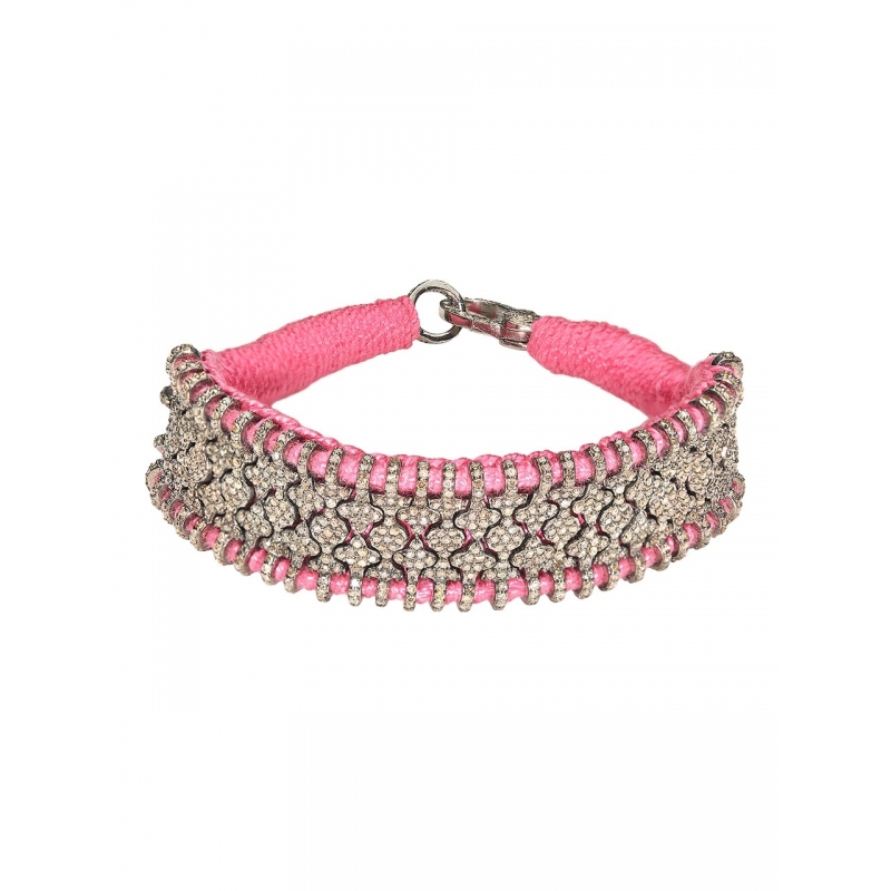 SILK, RUBY AND DIAMOND BRACELET
