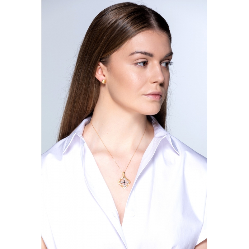 Cruz de oro blanco brillantes completa