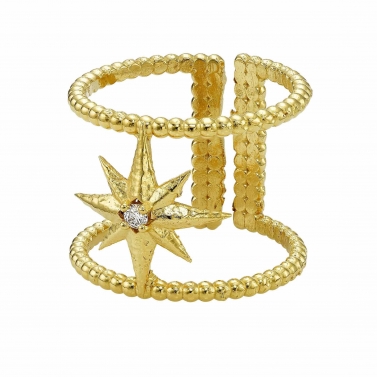 Anillo de oro y brillante central