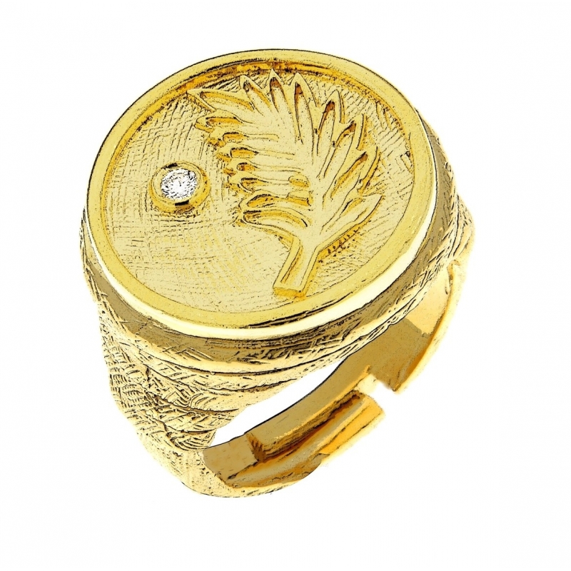 Sterling silver and gold diamond ring