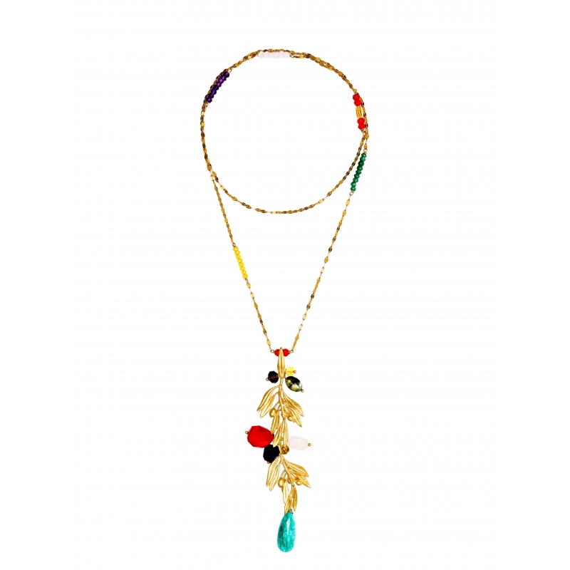 ISABEL GUARCH OLIVO STERLING SILVER AND AGATE NECKLACE