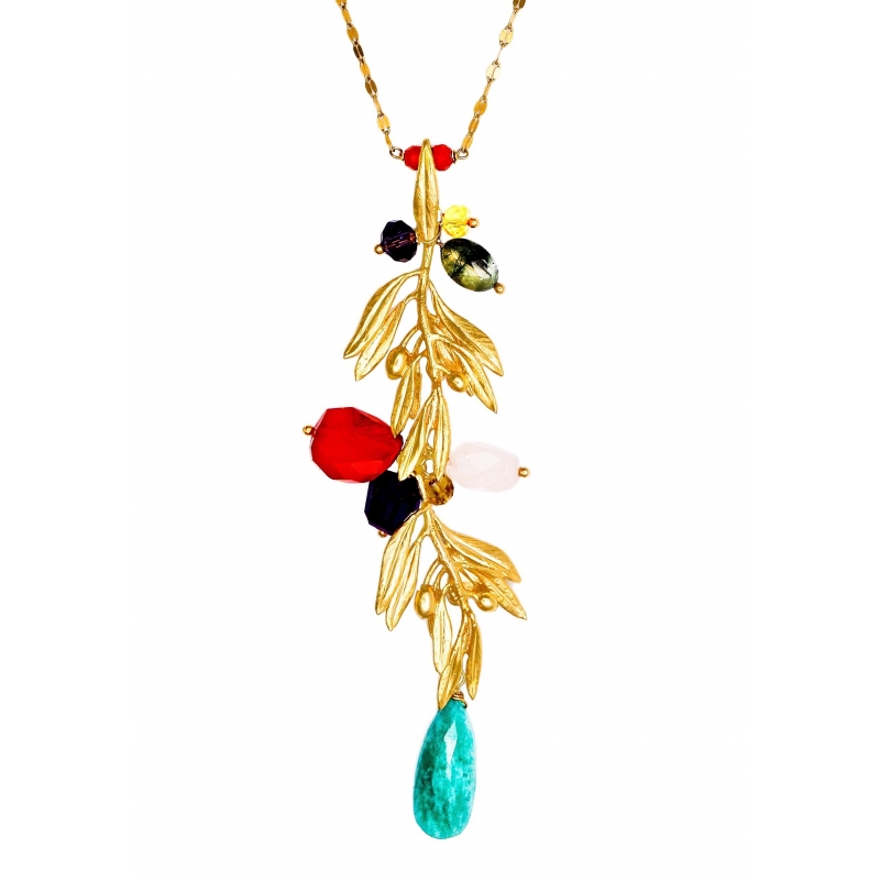 ISABEL GUARCH OLIVO STERLING SILVER AND AGATE NECKLACE