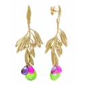 18 KTS GOLD EARRINGS. WITH SEMI-PRECIOUS STONES