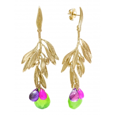 ISABEL GUARCH PENDIENTES OLIVO ORO Y GEMAS NATURALES