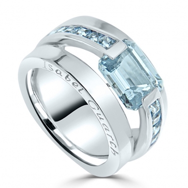 ANILLO DE ORO BLANCO Y AGUAMARINA
