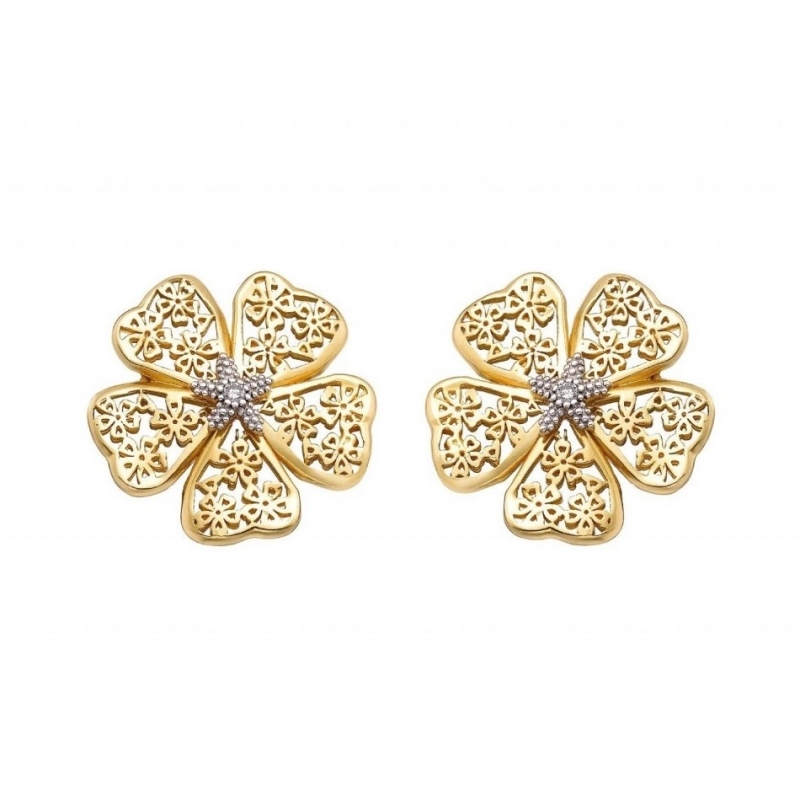 PENDIENTES FLOR DE ALMENDRO ORO Y BRILLANTE