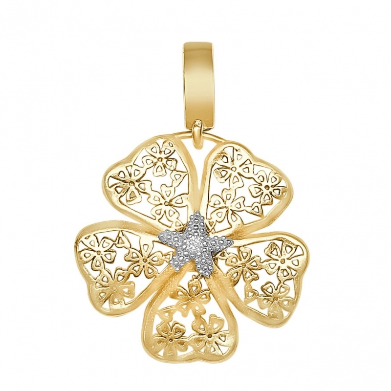 COLGANTE FLOR DE ALMENDRO ORO Y BRILLANTE