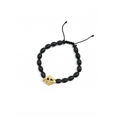 ISABEL GUARCH PULSERA CREU ORO Y HEMATITE