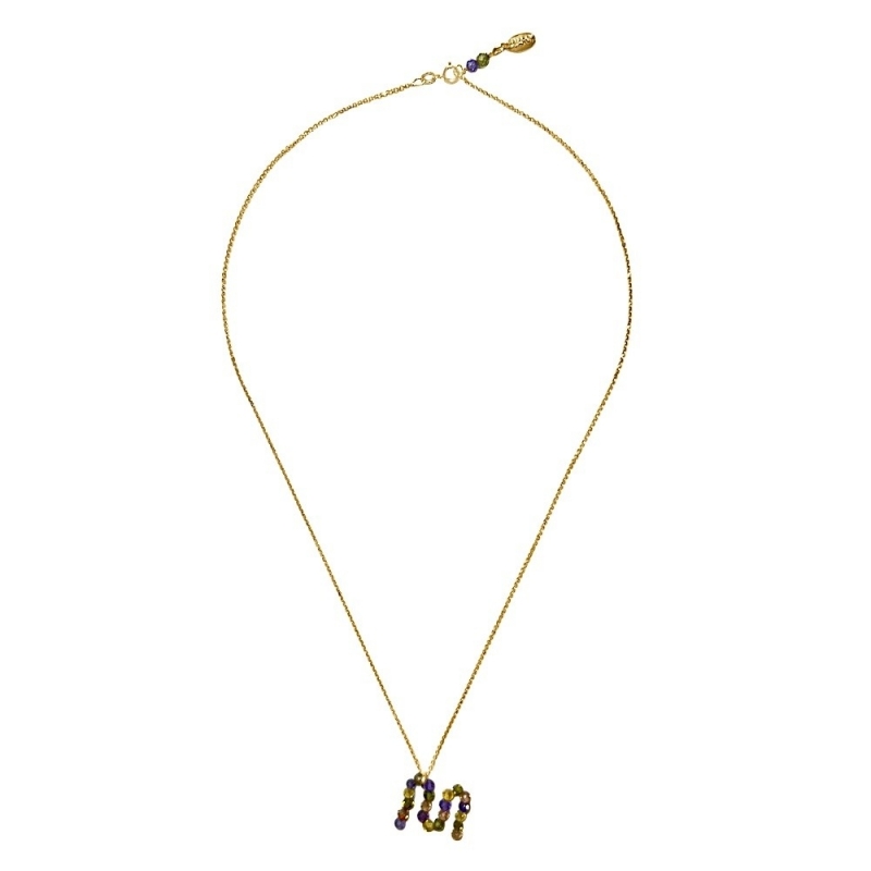 PENDANT NECKLACE WITH MULTICOLOR NATURAL QUARTZ ANG GOLD