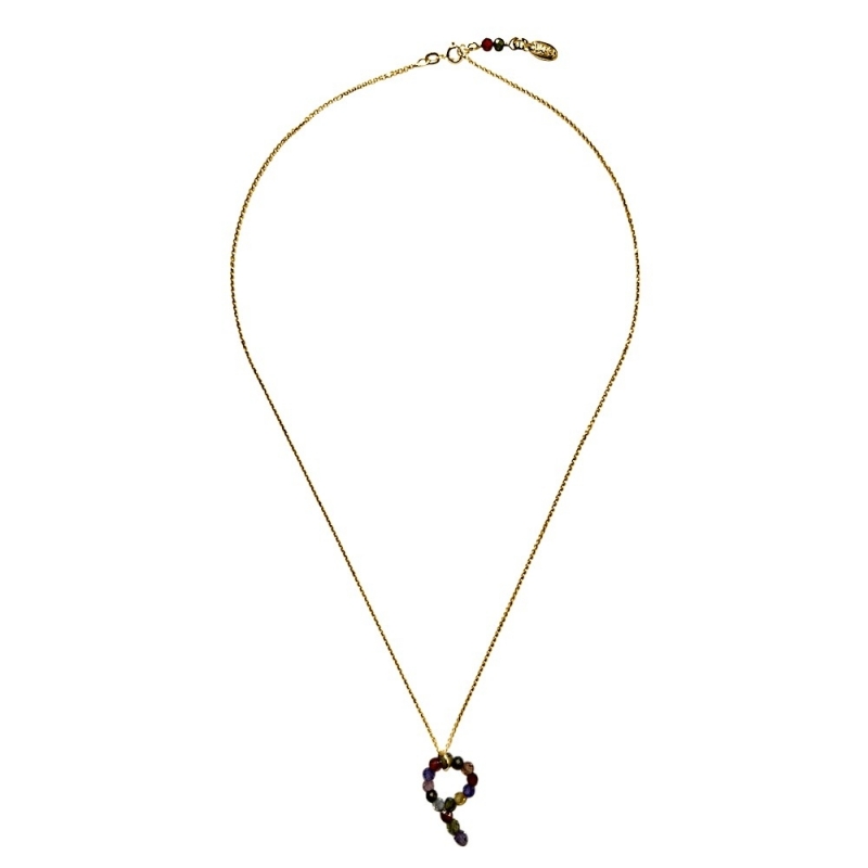 PENDANT NECKLACE WITH MULTICOLOR NATURAL QUARTZ ANG GOLD