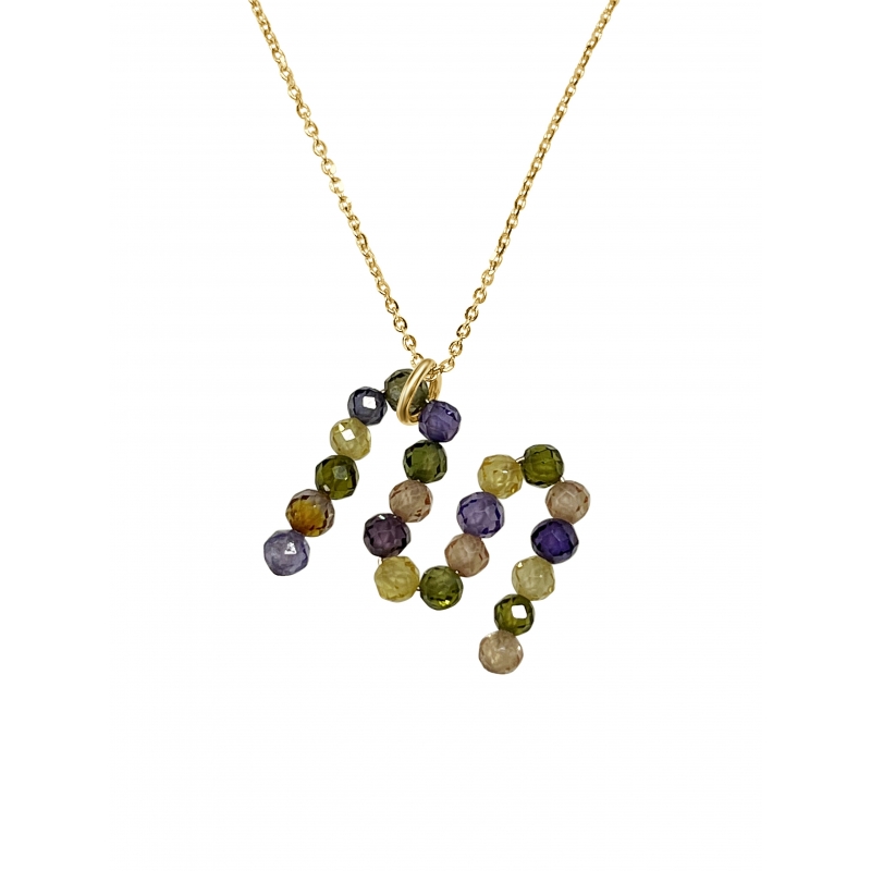 PENDANT NECKLACE WITH MULTICOLOR NATURAL QUARTZ ANG GOLD