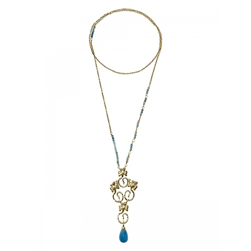 ISABEL GUARCH MODERNISMO 1903 GOLD AND AQUAMARINE NECKLACE