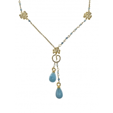 ISABEL GUARCH COLLAR MODERNISMO 1903 ORO Y AGUAMARINA