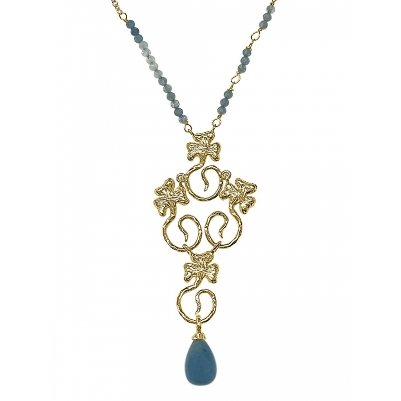 ISABEL GUARCH MODERNISMO 1903 GOLD AND AQUAMARINE NECKLACE