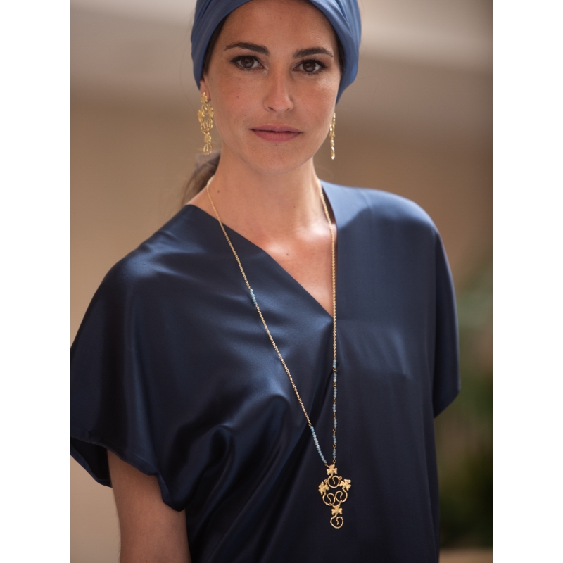 ISABEL GUARCH MODERNISMO 1903 GOLD AND AQUAMARINE NECKLACE