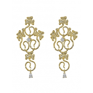 ISABEL GUARCH PENDIENTES MODERNISMO 1903 ORO Y DIAMANTE