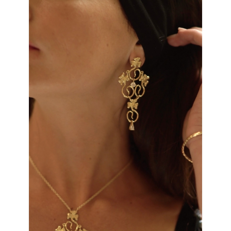 ISABEL GUARCH MODERNISMO 1903 GOLD AND DIAMOND EARRINGS