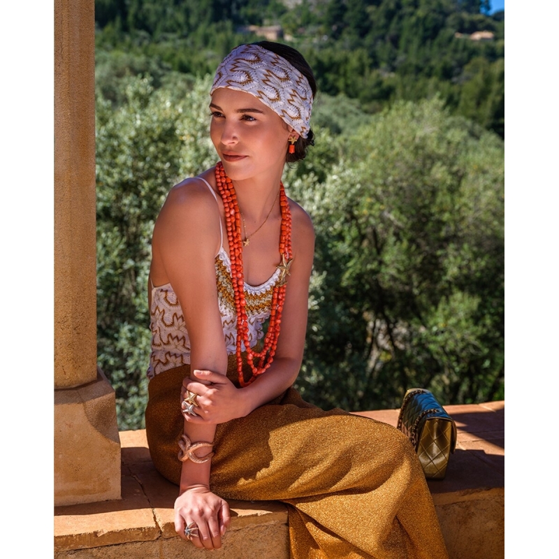 ESTEL STERLING SILVER AND CORAL NECKLACE