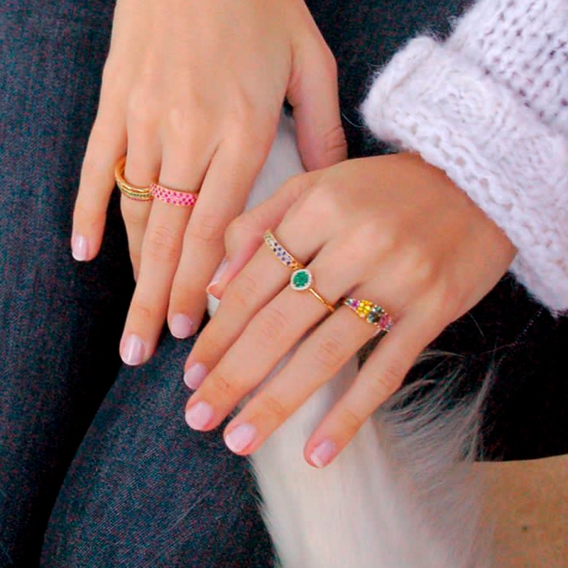 ANILLO ARC EN CIEL ORO Y ZAFIRO