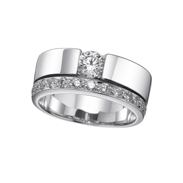 Anillo de Oro blanco y brillantes blancos