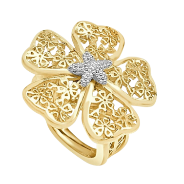 ISABEL GUARCH ANILLO FLOR DE ALMENDRO ORO Y BRILLANTE
