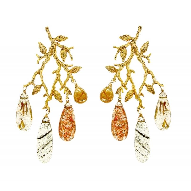 FORMENTOR GOLD AND QUARTZ EARRINGS